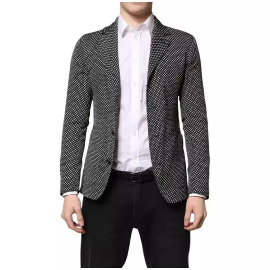 돌체앤가바나 남성 블레이저 자켓 블랙 화이트 Patterned Suit 코트 076040 콤비