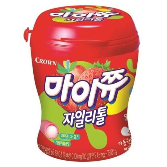 어린이과자 크라운 마이쮸 용기 자일리톨 딸기