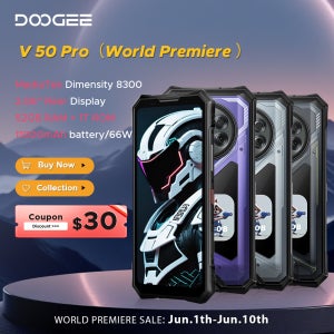 월드 프리미어 DOOGEE V50 Pro 러기드폰 52GB+1TB AI 펫츠 디멘시티 8300 6.78인치 FHD+ 11000mAh 66W 200MP 카메라 안드로이드 16 NFC