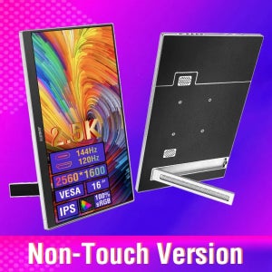 16인치 2.5K 휴대용 터치 모니터 144Hz, 비터치 옵션, 100% sRGB, 500cd/m², XBox, PS4/5, 스위치, 노트북용