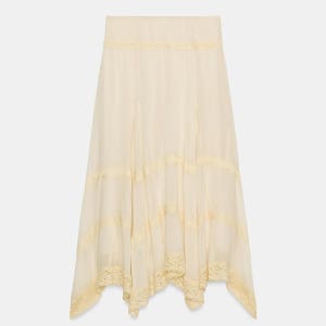 자라 레이스 비대칭 미디 스커트 0392 201 251 OYSTER-WHITE
