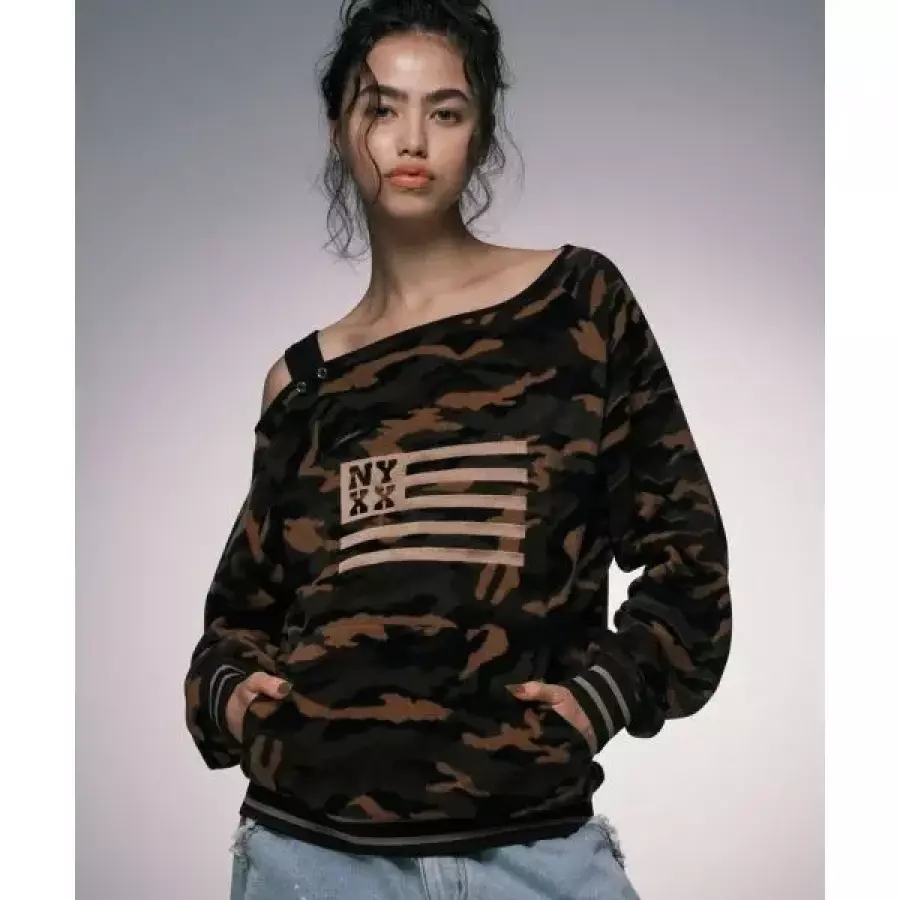 NYXX NYX FLUFFY OFF SHOULDER KHAKI