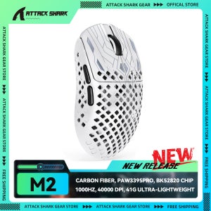 ATTACK SHARK x MAMBASNAKE M2 카본 파이버 초경량 무선 게이밍 마우스, 41g 경량, PAW3395PRO 센서, 40000 DPI