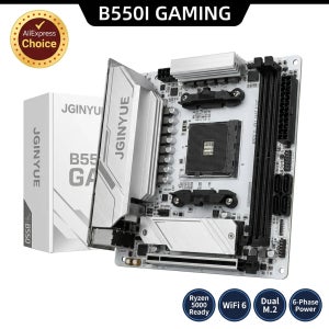 JGINYUE B550I 게이밍 ITX 마더보드 화이트 PCB AM4 AMD Ryzen 5000/4000 DDR4 WiFi 6 듀얼 M.2 PCIe 4.0 게이밍 메인보드