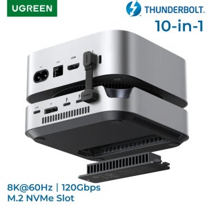 유그린 썬더볼트 5 맥 미니 도킹 스테이션 120Gbps M.2 NVMe SSD 슬롯 DP 8K60Hz SD4.0 USB-A 10Gbps 맥 미니 M4 M4 Pro 허브용