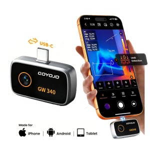 iPhone/Android용 GW340 열화상 카메라 512x384 슈퍼 IR 해상도, 열화상 이미지 촬영기 iOS 17/16/15 USB-C 포트 주택 검사 HVAC