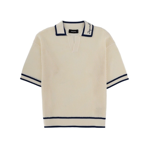 [디스퀘어드2] Open Knit Short Sleeve Polo Shirt