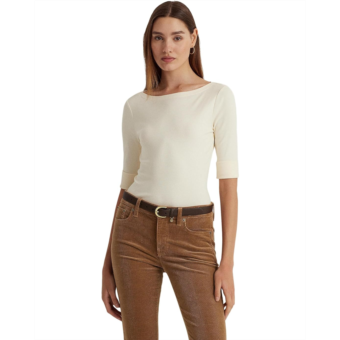폴로 랄프로렌 B66462 POLO Ralph Lauren Womens Lauren Ralph Lauren Cotton-Blend Boatneck Top