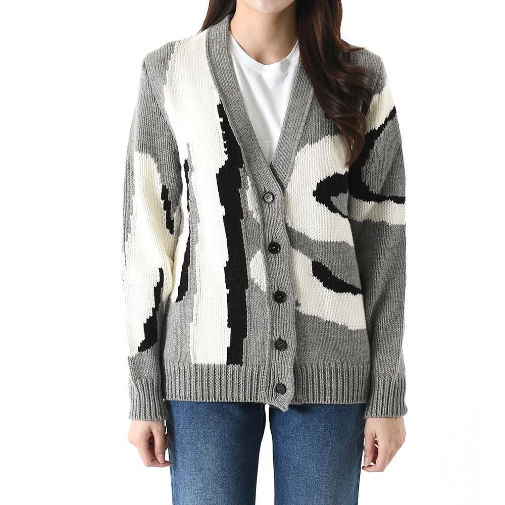 MSGM 엠에스지엠 맥시 로고 인타샤 울 가디건 그레이 3341MDM149 227776 96