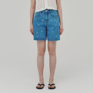 [아위] Laser Printed Denim Shorts_BLUE