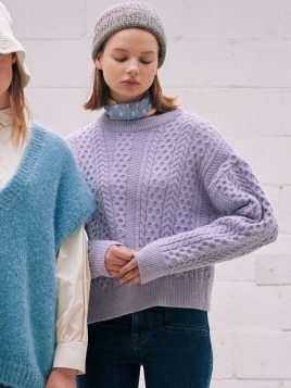 [아위] Maty Cable Knit_Purple