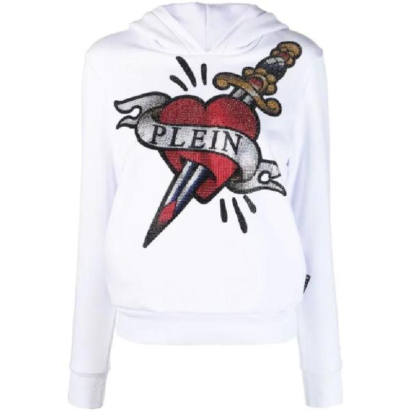 Philipp Plein 26 FW 필립플레인 여성 그래픽 프린트 크롭 후디 PACCWJB1664PJO002N 01 white TP424715848