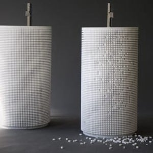 Antoniolupi PIXEL - Freestanding round marble washbasin 8500263813465