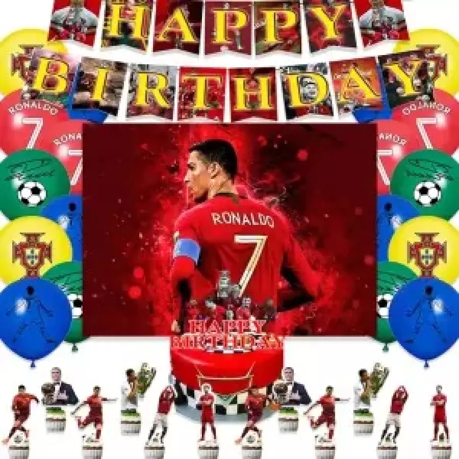 크리스티아누 호나우두 테마 생일 파티 장식 축구 선수 Cr7 풍선 배너 배경 케이크 토퍼 성인 선물