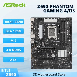 ASROCK Z690 팬텀 게이밍 4/D5 마더보드 인텔 Z690 LGA1700 DDR5 M.2 SATA ATX 지원 i7-14700K i5-14490 i9-13900F i5-13