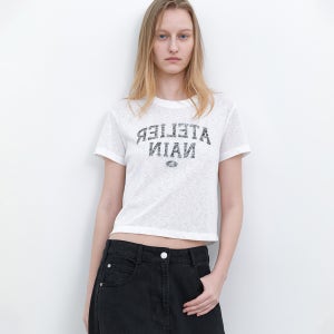 아틀리에나인 REVERSE STAMP GRAPHIC SEMI CROP T t7233