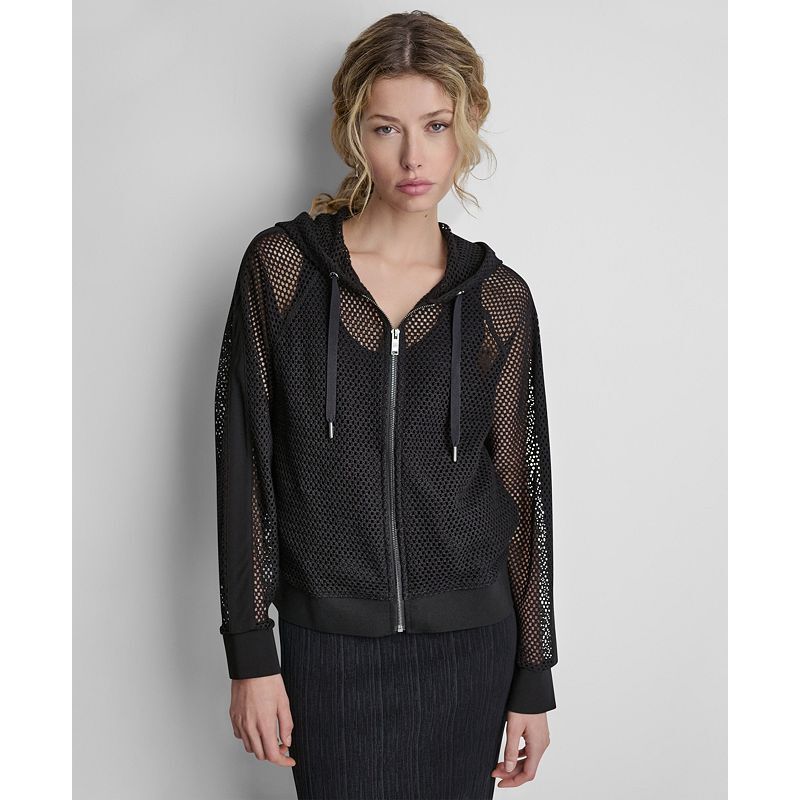 디케이앤와이 크로셰 메쉬 지퍼 후드 재킷 여성 집업 자켓 Women s Grove Crochet Mesh Zip Up Hooded Jacket 26169218 B 156773008