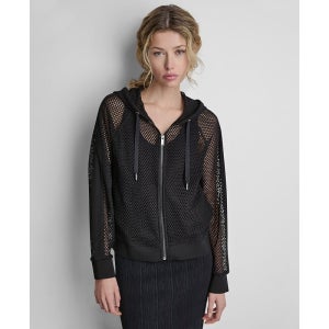 디케이앤와이 크로셰 메쉬 지퍼 후드 재킷 여성 집업 자켓 Women s Grove Crochet Mesh Zip Up Hooded Jacket 26169218 B 156773008