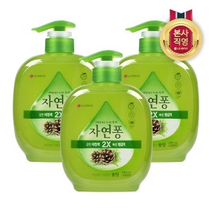 자연퐁 주방세제 솔잎 용기형 490ml x 3개