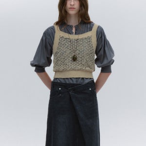 솔티페블 Openwork Knit Vest [Beige]
