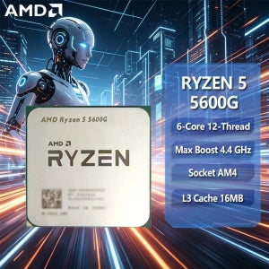 AMD Ryzen 5 5600G AMD R5 5600G CPU 6코어 12스레드 4.4GHz 언락 데스크탑 프로세서 소켓 AM4 게이밍 CPU (패키지 미포함)