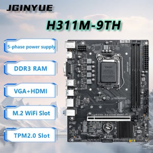 JGINYUE H110 마더보드는 인텔 8/9세대 M-ATX DDR3 16GB RAM 데스크탑 H311M-9TH 저가형 PC를 지원하며, 사무실/가정/감시용 MOBO입니다.