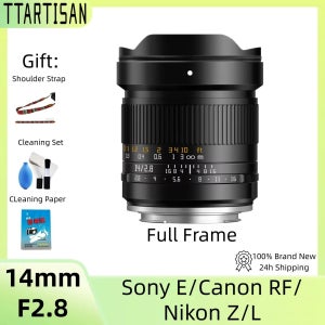 TTARTISAN 14mm F2.8 풀프레임 초광각 수동 프라임 렌즈 (소니 E, 니콘 Z, 캐논 R, L 마운트, A7M3, A7C2, Z5, Z6, EOS R7, NEX7 호환