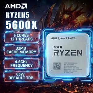 AMD Ryzen 5 5600X AMD R5 5600X CPU 6코어 12스레드 4.6GHz 언락 데스크탑 프로세서 소켓 AM4 게이밍 CPU (패키지 미포함)