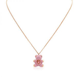 스와로브스키 로즈 골드톤 플레이트 핑크 Teddy 펜던트 네크리스 목걸이 5642976