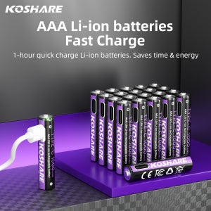 KOSHARE AAA 1.5V 1000mWh 충전식 리튬 배터리 2/4/8개, Type-C 충전 포트 정전압 충전식 리튬 배터리, 장시간 사용 가능하고 내구성이 뛰어나며 리모컨,