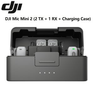 DJI Mic Mini 2 (2 RX 충전 케이스), 무선 라벨리어 마이크, 안정적인 전송, 48시간 배터리 수명, 노이즈 캔슬링 핀 마이크 (브이로그용), 아이폰 호환