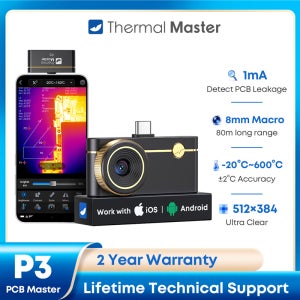 iPhone 및 Android용 열화상 카메라 P3, 512x384 X³ IR, -20 ° ~600 ℃ PCB 및 HVAC 검사용 적외선 열화상 카메라
