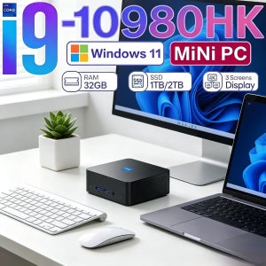 윈도우 11 프로 미니 PC 코어 인텔 코어 I9-10980HK 32GB 램 1TB/2TB SSD WiFi 6 BT5.2 4K HD 사무용/학습용 데스크탑 3년 보증