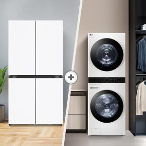 LG 디오스 AI 오브제컬렉션 매직스페이스 냉장고 + LG 트롬 워시타워 T876MQQ111 + W21WAM
