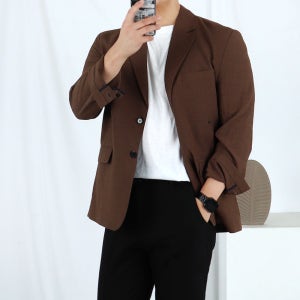 남자 린넨 블레이저 여름 마 콤비 마이 시어서커자켓