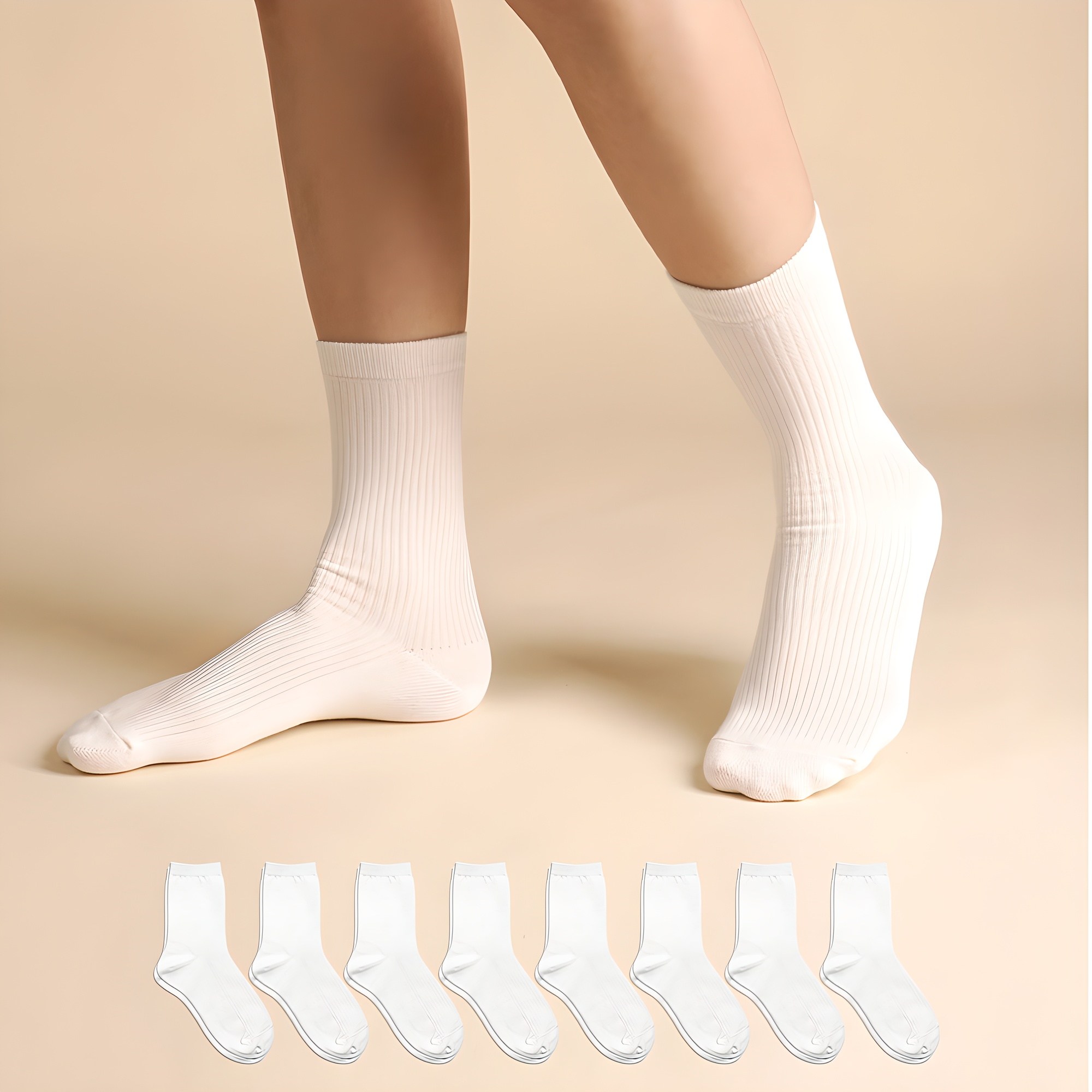 삭피엔스 발목이 가늘어 보이는 골지 중목 양말 8켤레 세트 대표 이미지