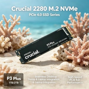 M.2 2280 PCIe 4.0 NVMe SSD, 크루셜 P3 플러스 1TB/2TB, OEM 내장 스토리지, 데스크탑 및 노트북 일상 사용을 위한 빠르고 안정적인 속도