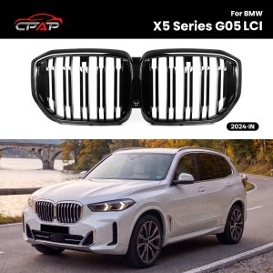 BMW X5 시리즈 G05 LCI 2024-IN용 프론트 키드니 후드 라디에이터 그릴 글로스 블랙 교체용 프론트 범퍼 그릴