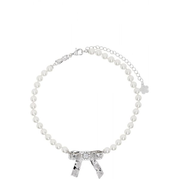 SHUSHU/TONG YVMIN Edition Tin Foil Bow Faux-Pearl Necklace 261901F023006