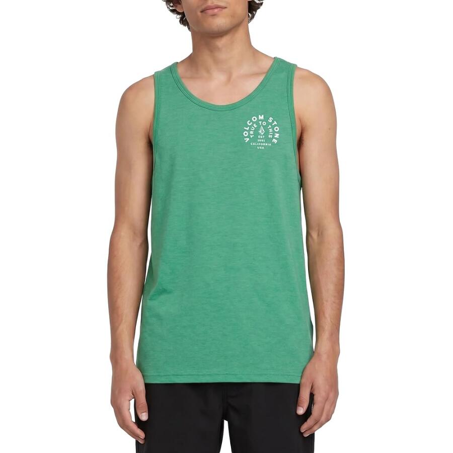 [아마존 공식]Volcom Men’s Sleeveless Graphic Tank Top - Lightweight Cotton Muscle Shirt Logo Print, Green