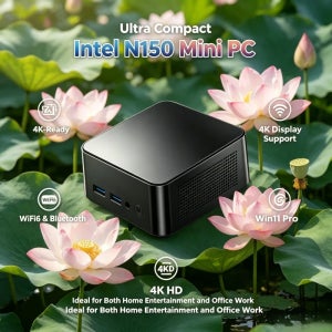 초소형 인텔 N150 미니 PC, 4K 지원, 윈도우11 프로, WiFi6 및 블루투스, 가정 엔터테인먼트 및 사무 작업에 이상적