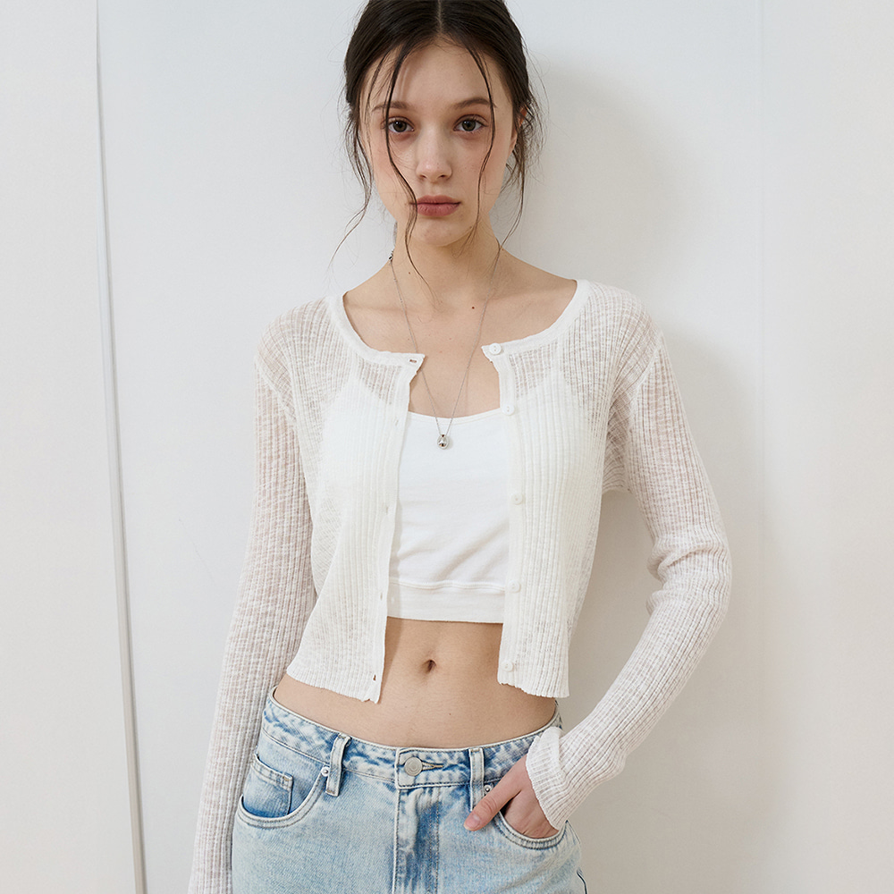 BIBYSEOB 시스루 크롭 가디건