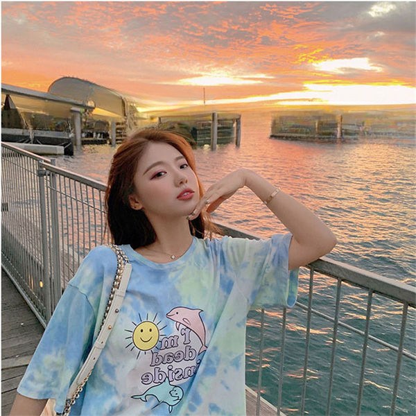 여름 반팔 티셔츠 루즈핏 타이다이