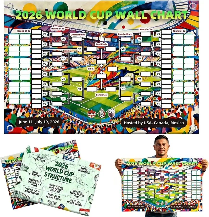 2026년 월드컵 일정 포스터 38 x58 축구 배너 스포츠 경기 당일 행잉 월 장식 클럽 파티 용품 팬을 위한