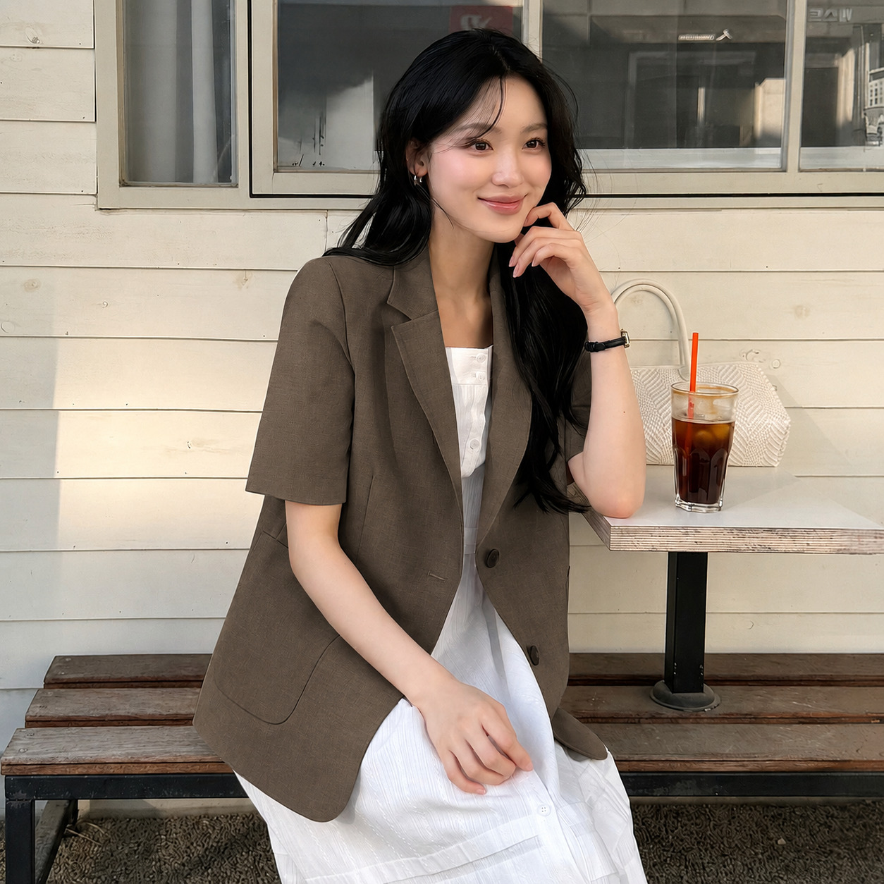 반팔 테일러드 자켓 CVJKG3701M 대표 이미지