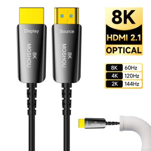 MOSHOU 8K HDMI 광섬유 케이블 48Gbps 초고속 HDMI 2.1 케이블 8K60Hz 4K120Hz 2K144Hz 다이나믹 HDR HDCP 2.2 & 2.3 eARC