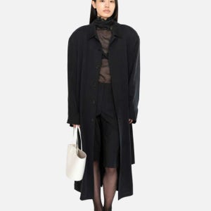 아모멘토 맨 Cupro Oversize Trench Coat, Black