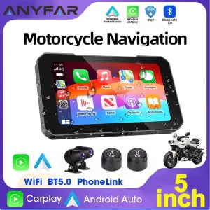 5인치 스크린 오토바이 CarPlay 스크린, 무선 CarPlay 및 Android Auto 지원, 듀얼 카메라 녹화 기능, IP67 방수