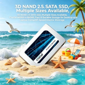 크루셜 MX500 & BX500 2.5인치 SATA SSD, 3D NAND, 다양한 용량, 빠른 속도 및 뛰어난 내구성으로 데스크탑 및 노트북에 적합