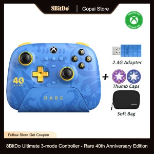 8BitDo Ultimate-3-모드 컨트롤러 - Xbox 시리즈 X용 희귀 40주년 기념 에디션 | S 및 Xbox One, Apple, Windows PC 및 Android